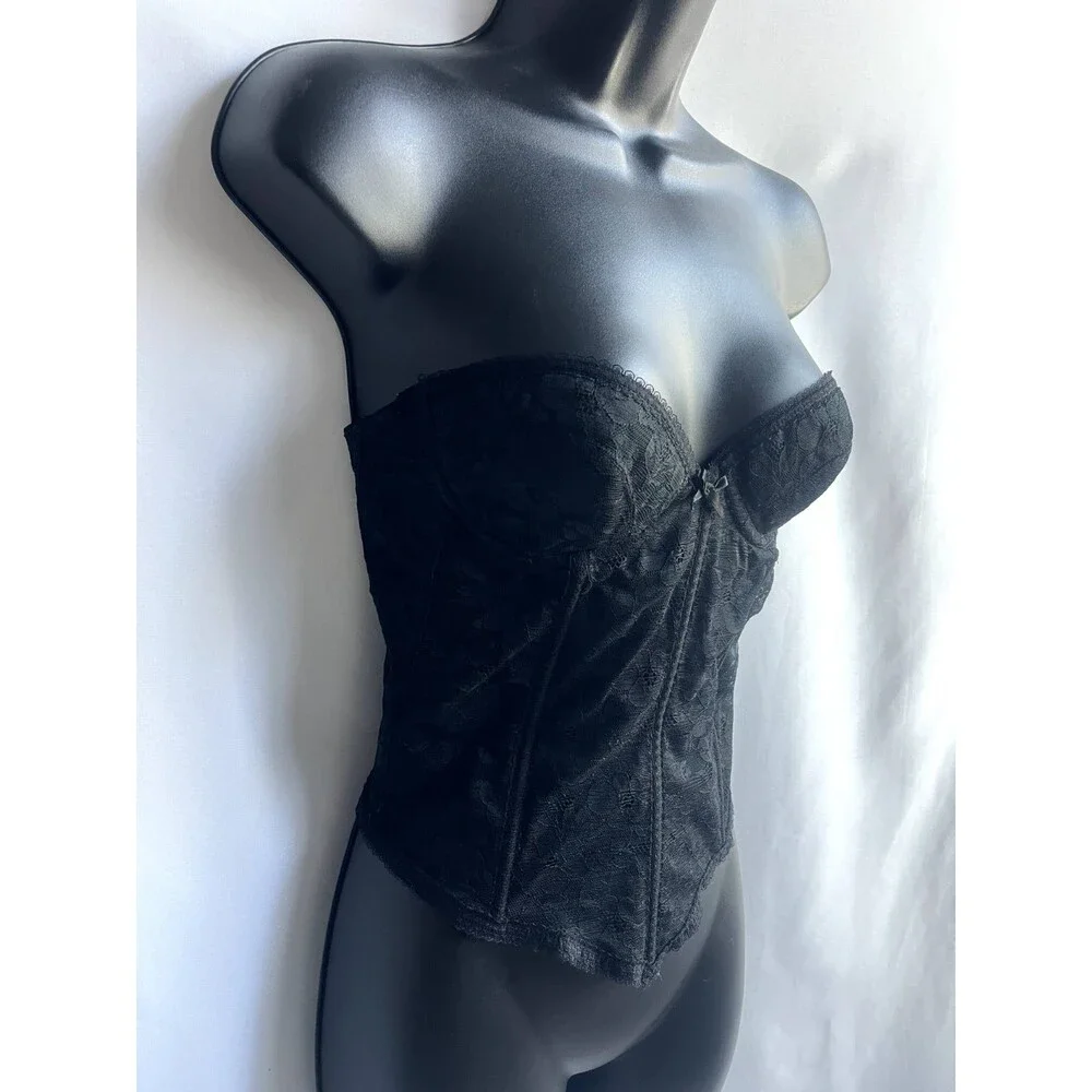 Vintage Sintrigue Black Lace Corset size 34A Witchy Sexy Bustier Retro Victorian